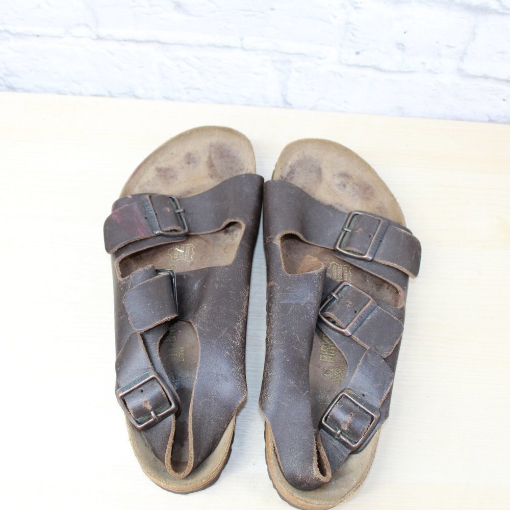 BIRKENSTOCK Milano Brown Leather Ankle Strap Sandals Size L 10 / M 8 - Picture 6 of 9